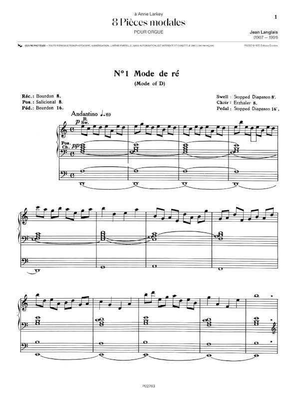 Langlais: 8 pièces modales, Op. 90