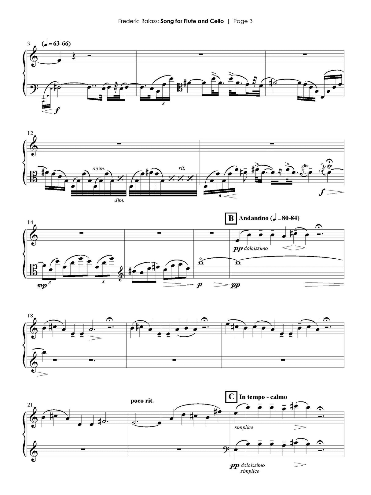 Balazs: Song for Flute and Cello