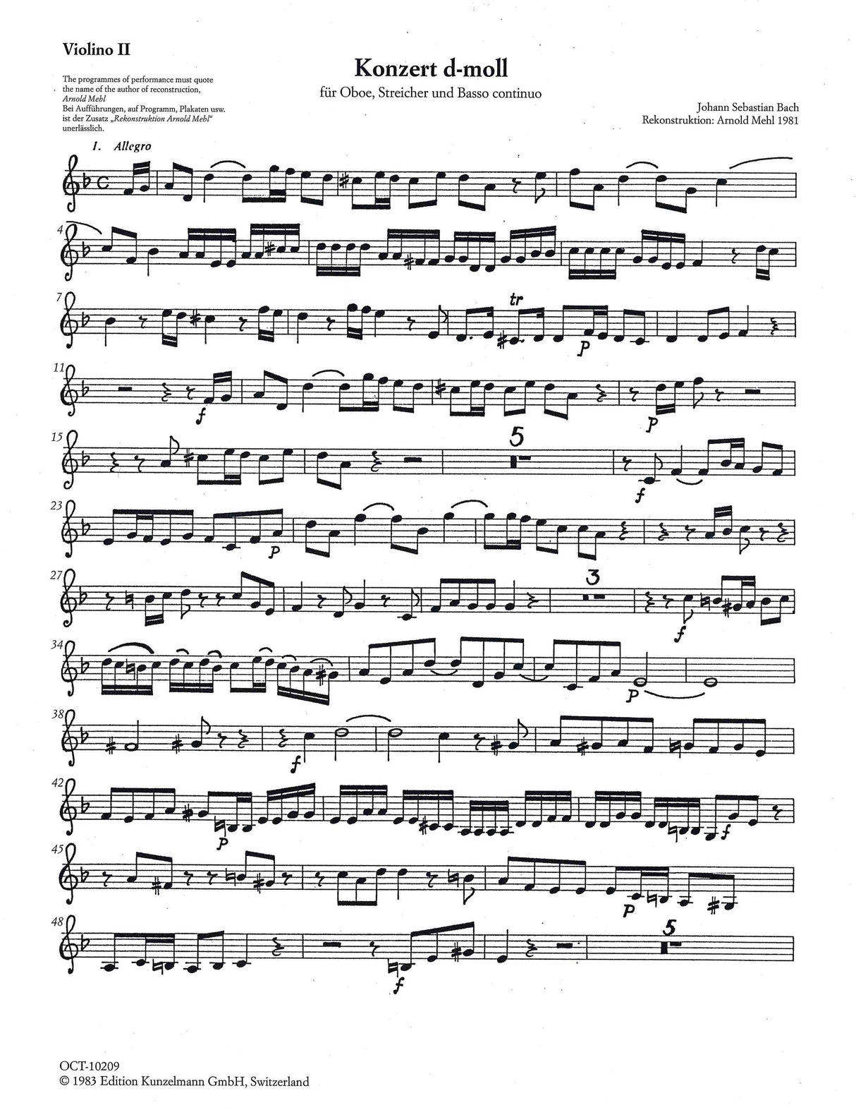 Bach: Oboe Concerto in D Minor, BWV 1059R