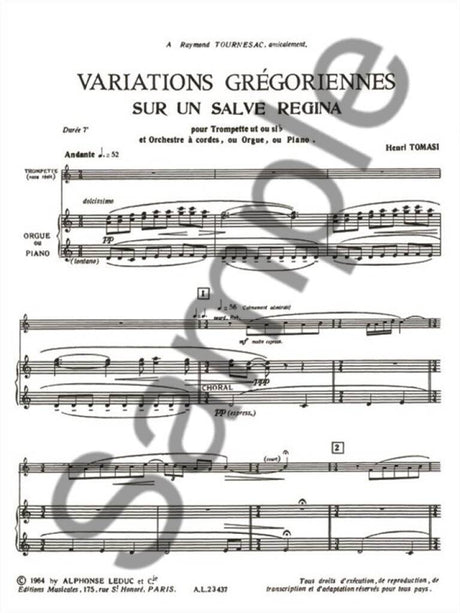 Tomasi: Variations Gregoriennes (Version for Trumpet & Piano or Organ)