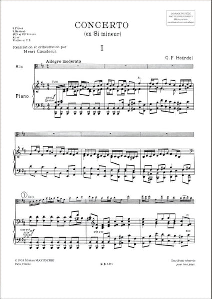 Handel-Casadesus: Viola Concerto in B Minor – Ficks Music