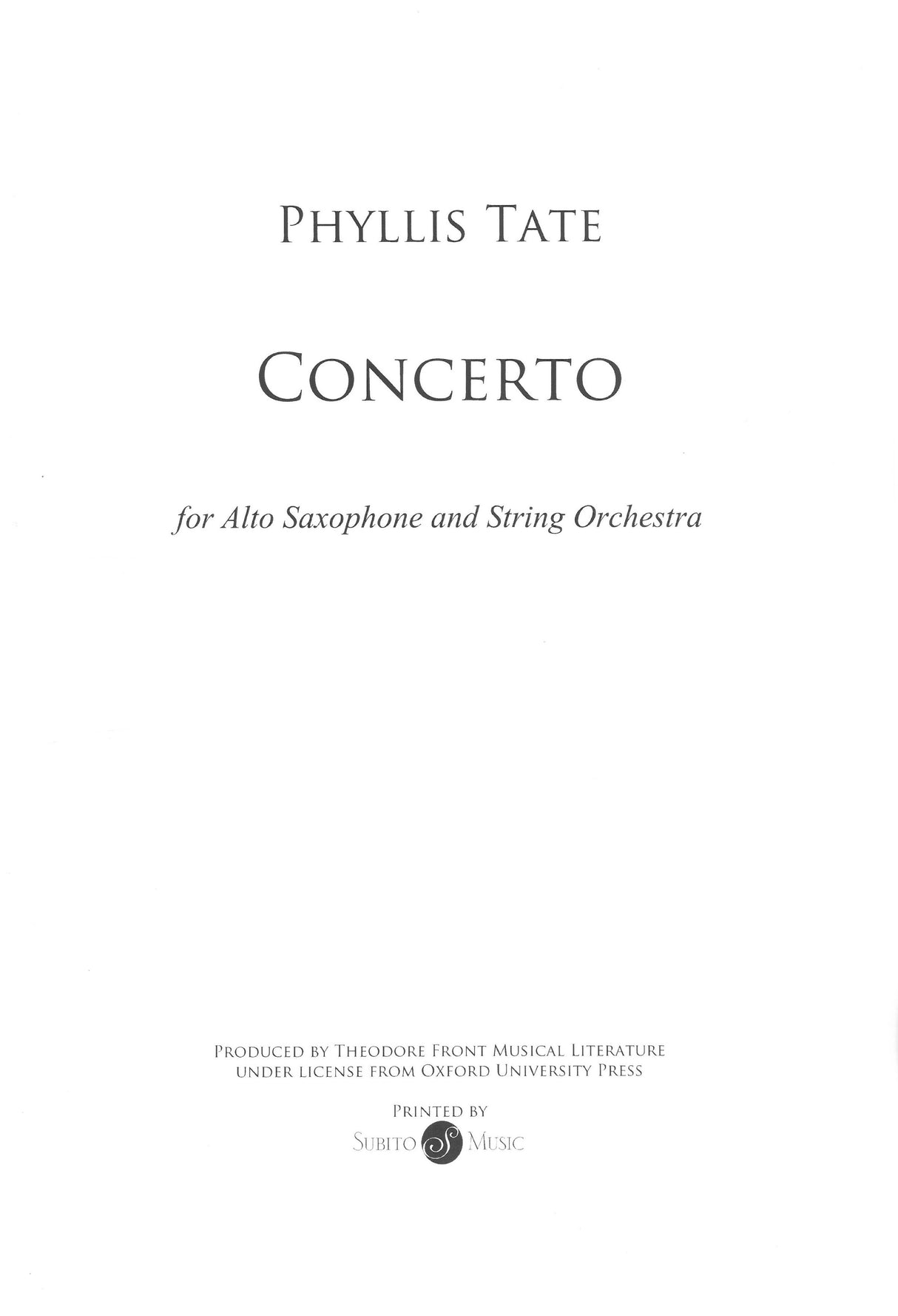 Tate: Alto Saxophone Concerto