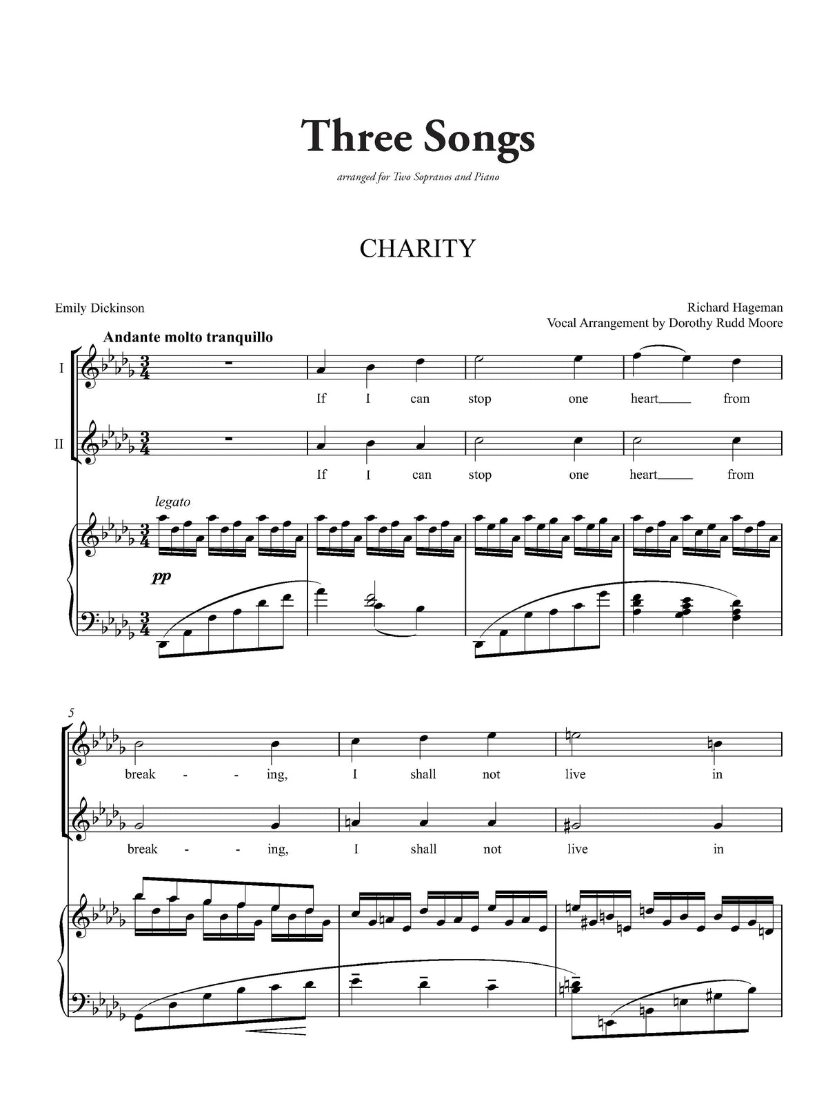 3 Songs (arr. for 2 sopranos & piano)