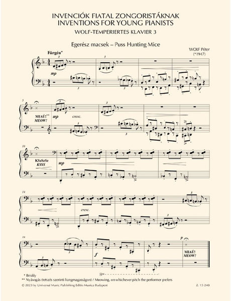 P.E. Wolf: Inventions for Young Pianists