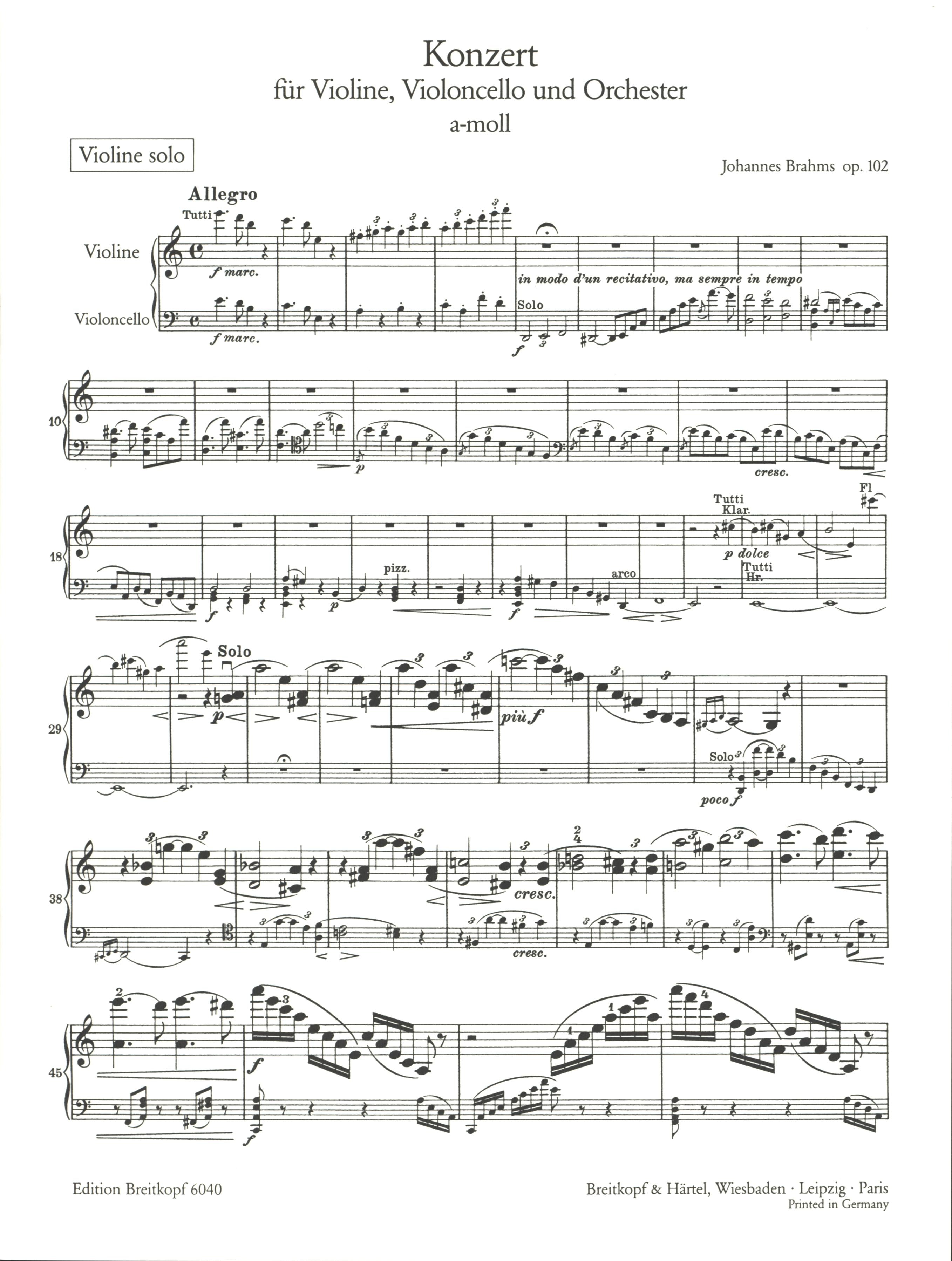 Brahms: Double Concerto in A Minor, Op. 102 – Ficks Music