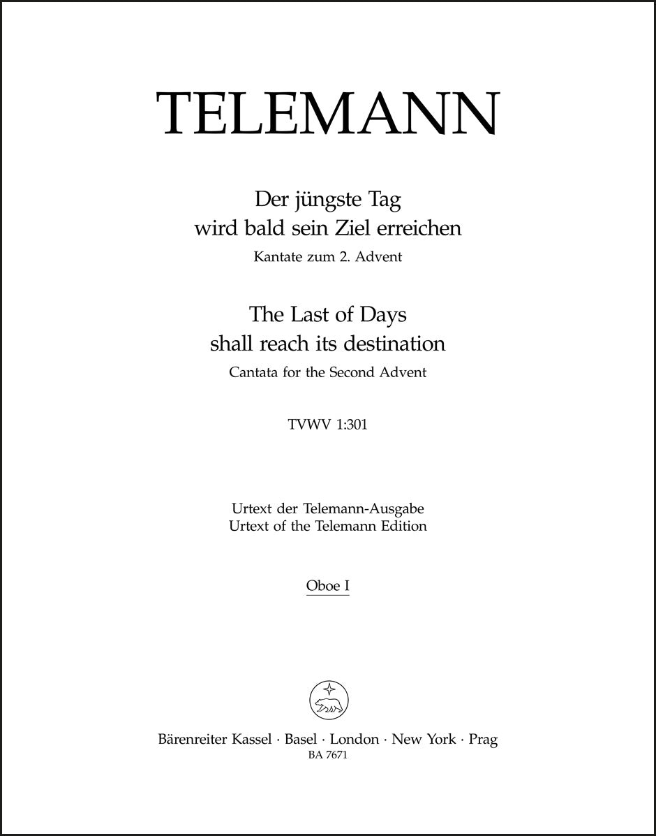 Telemann: Der jüngste Tag wird bald sein Ziel erreichen, TWV 1:301