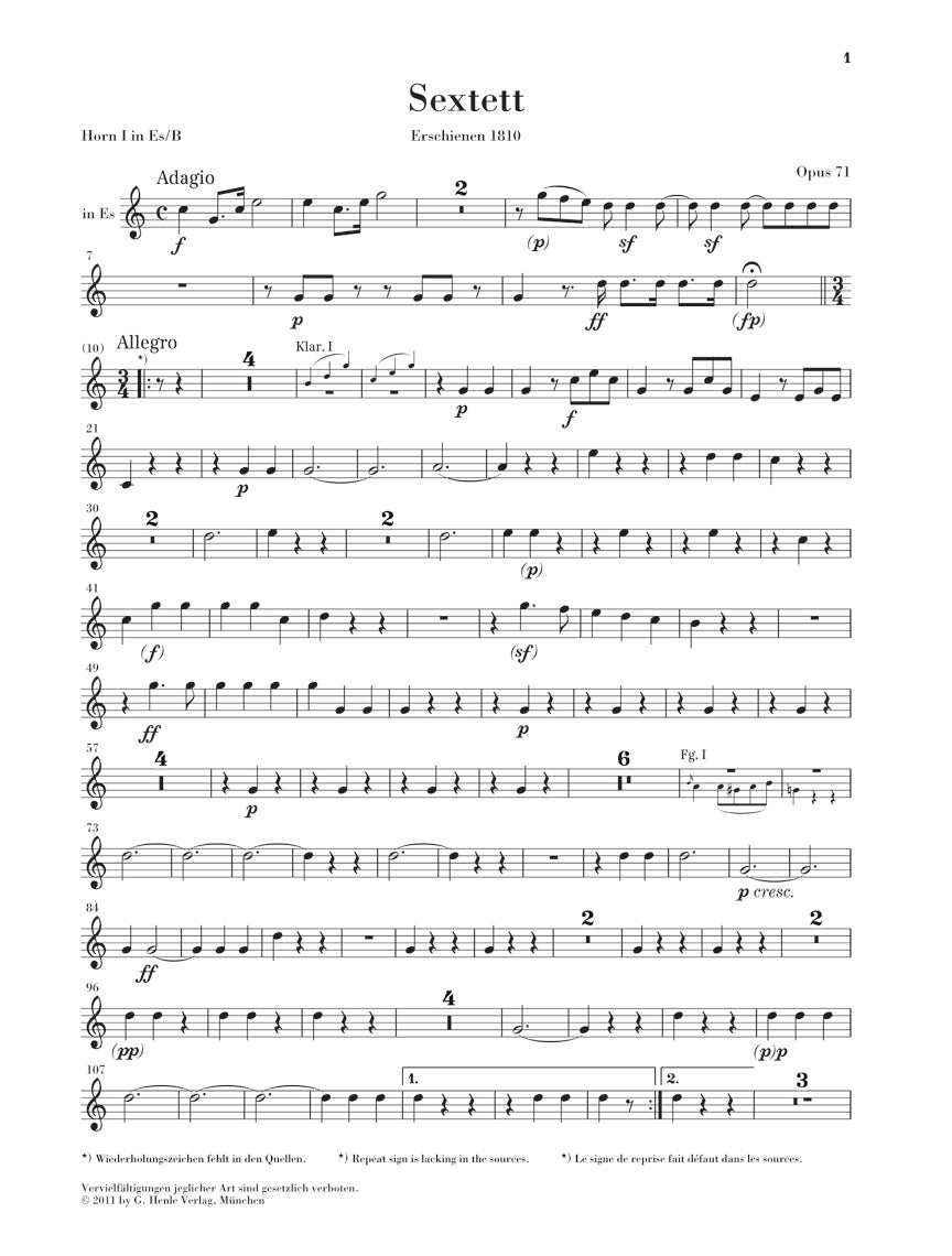 Beethoven: Sextet in E-flat Major, Op. 71 and March, WoO 29