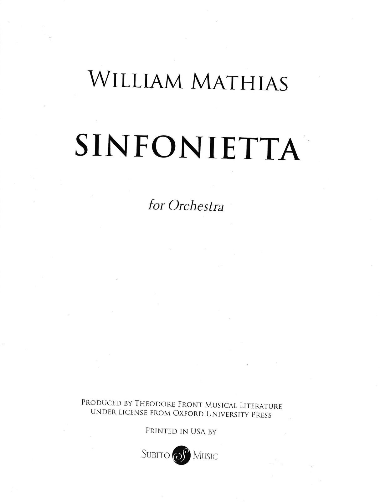 Mathias: Sinfonietta