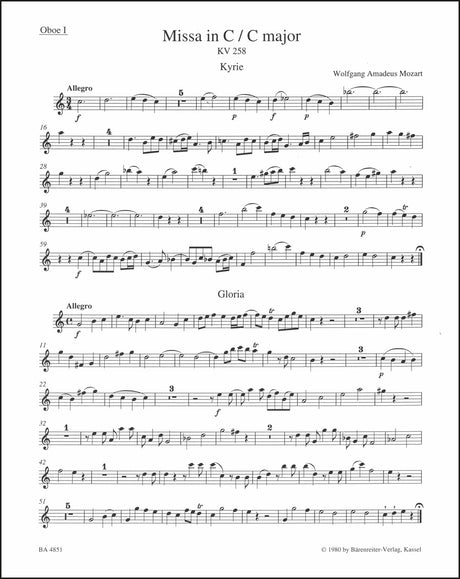 Mozart: Missa in C Major, K. 258