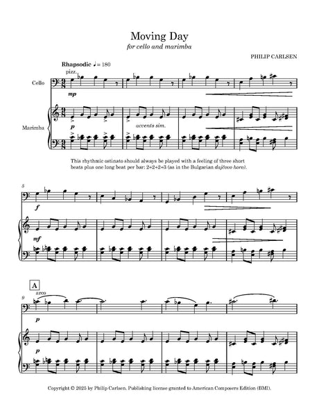 Carlsen: Moving Day (Version for Cello & Marimba)