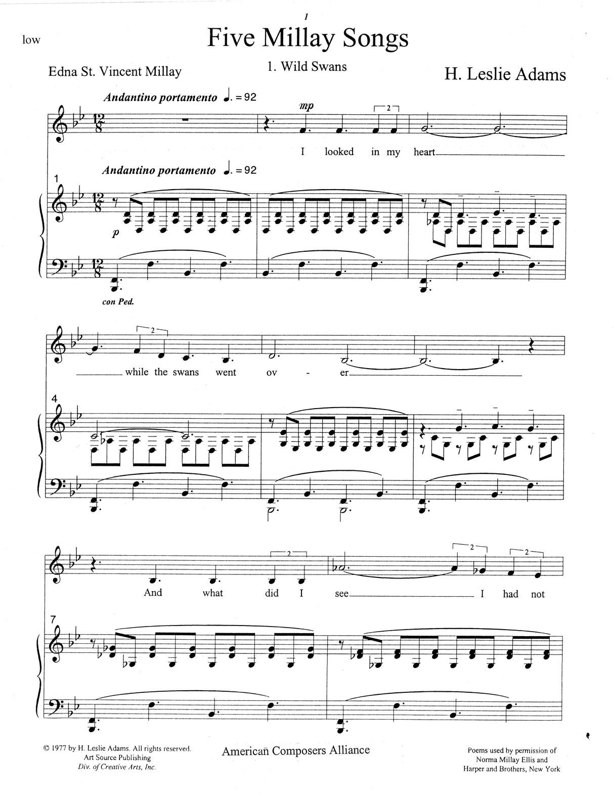 H.L. Adams: 5 Millay Songs