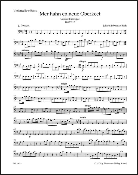 Bach: Mer hahn en neue Oberkeet, BWV 212 ("Peasant Cantata")