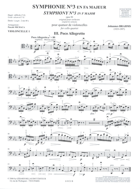 Brahms: Poco Allegretto from Symphony No. 3 (arr. for cello quartet)