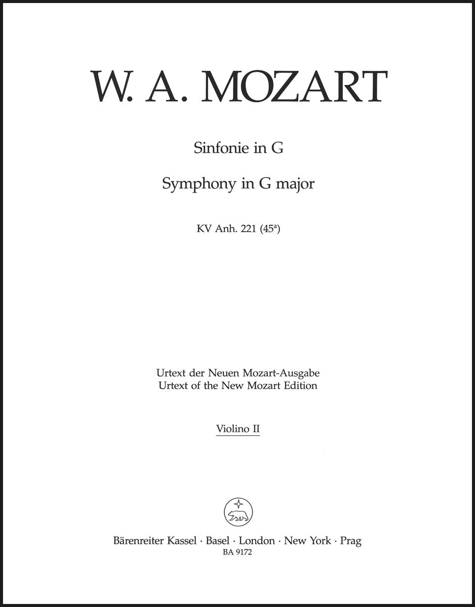 Mozart: Symphony in G Major, K. Anh. 221 (45a)