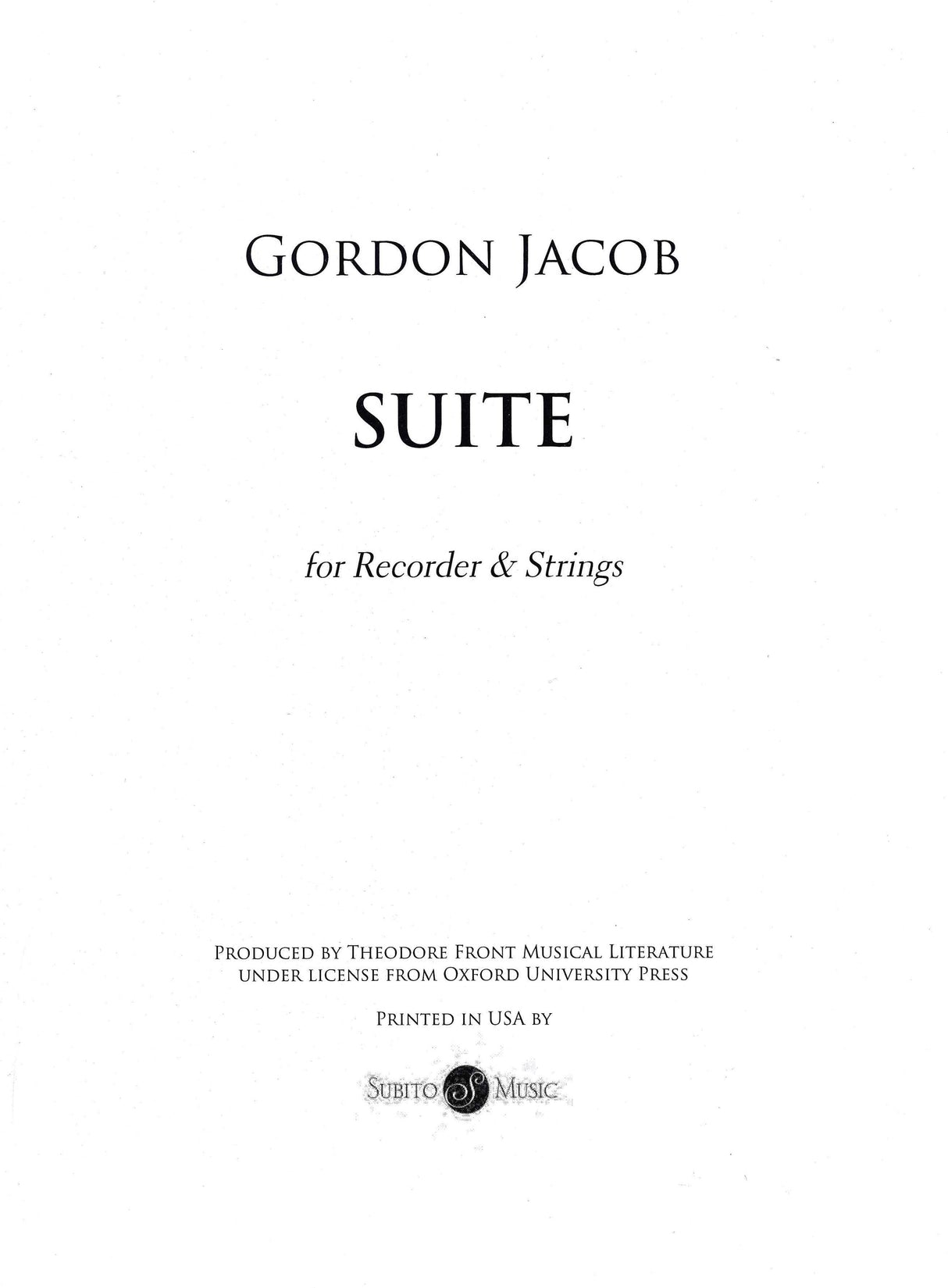 G. Jacob: Suite for Recorder & Strings