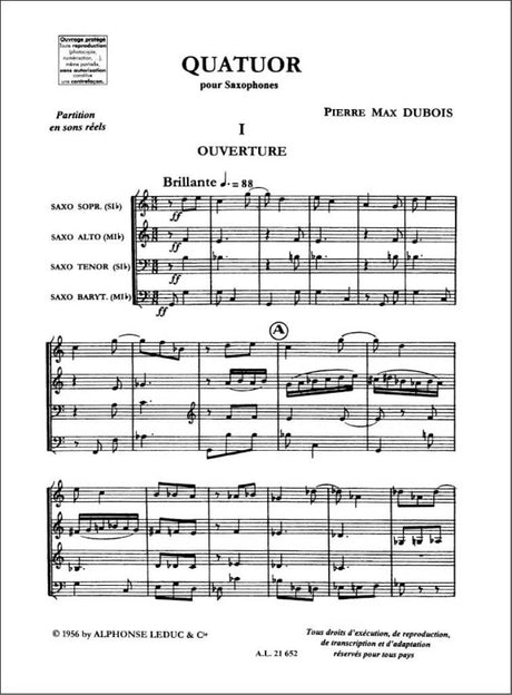 Dubois: Saxophone Quartet