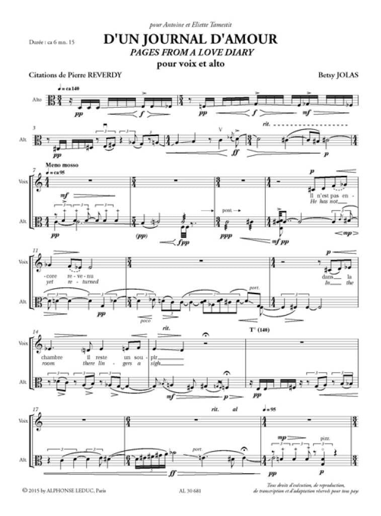 Jolas: D'un journal d'amour