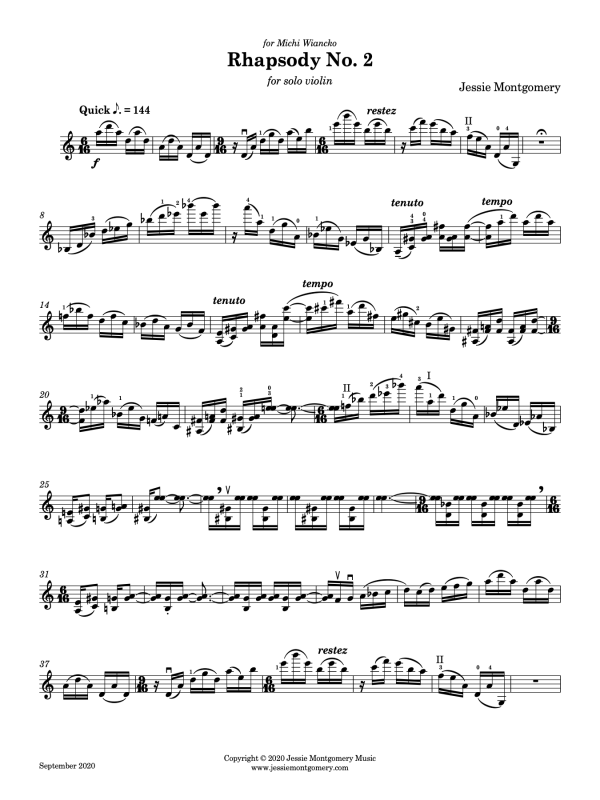 Montgomery: Rhapsody No. 2 for Solo Violin