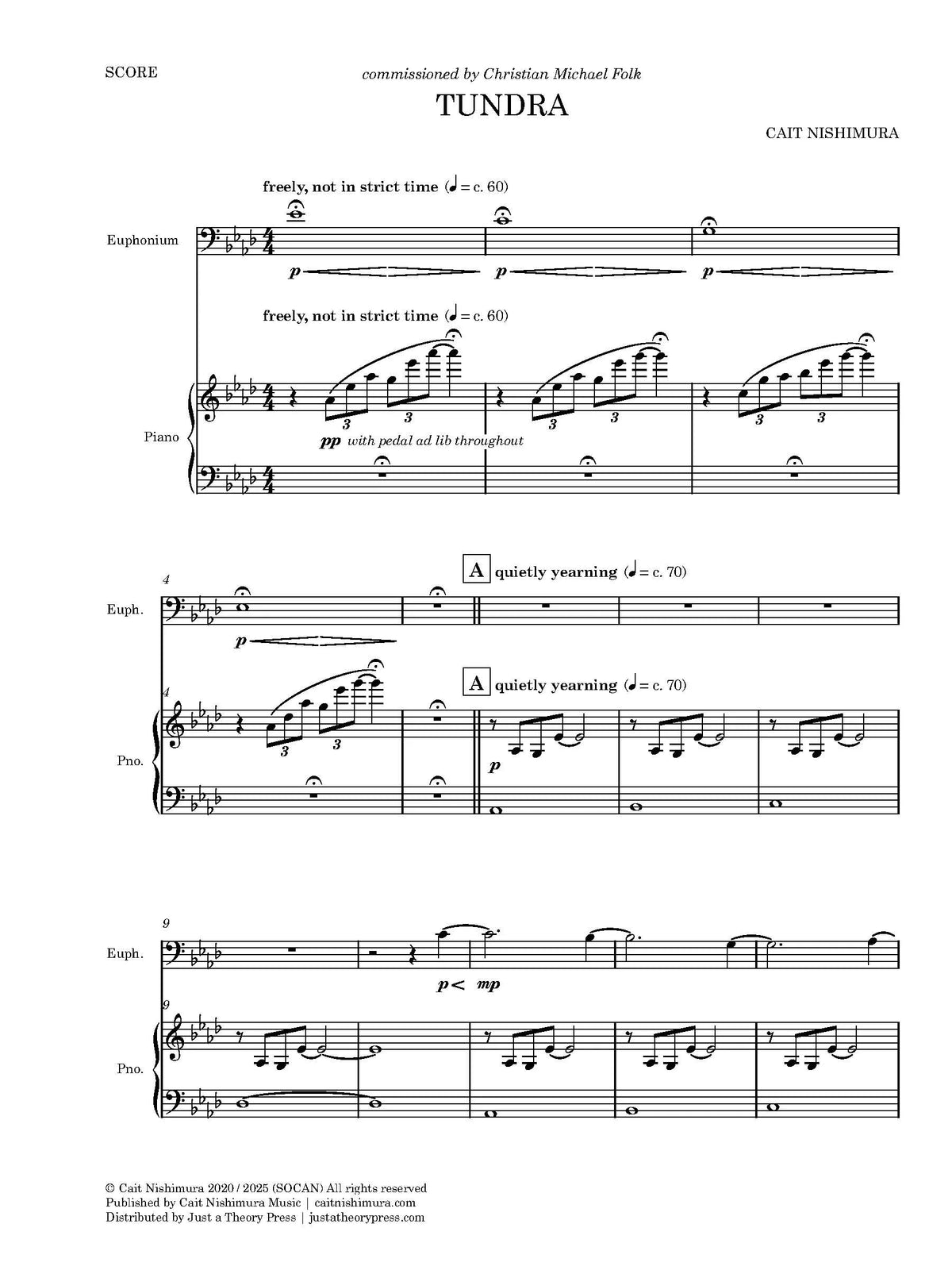 Nishimura: Tundra (Version for Euphonium & Piano)