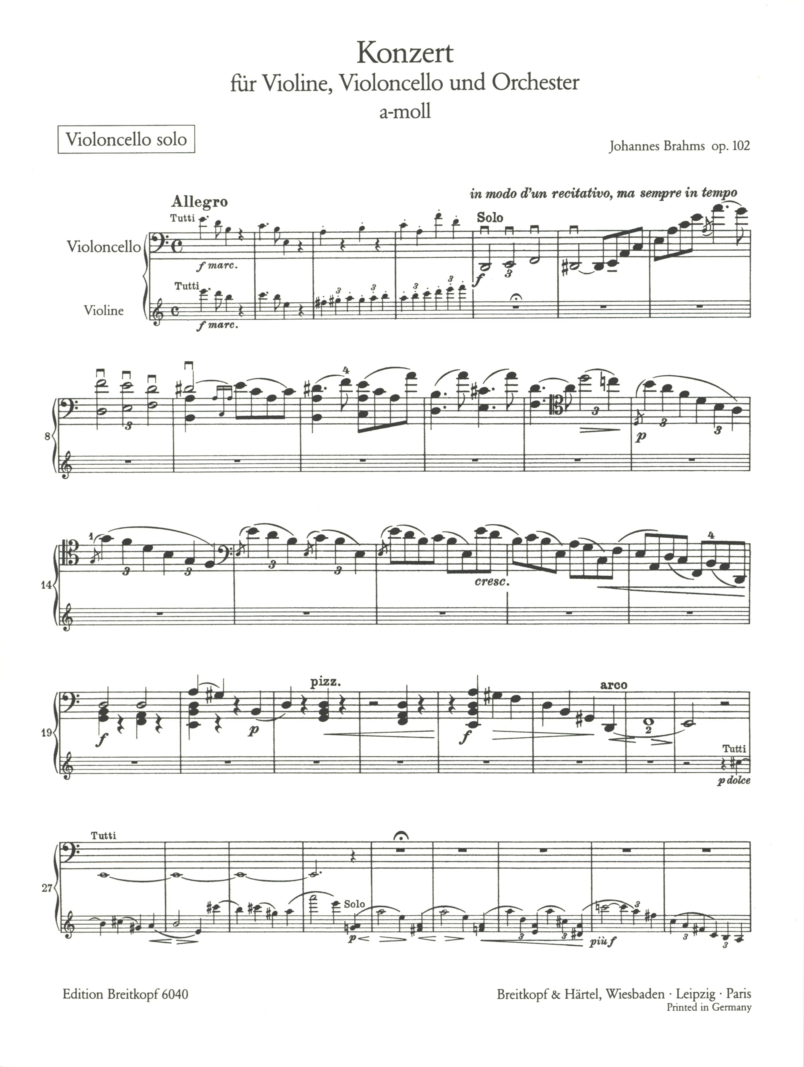 Brahms: Double Concerto in A Minor, Op. 102 – Ficks Music