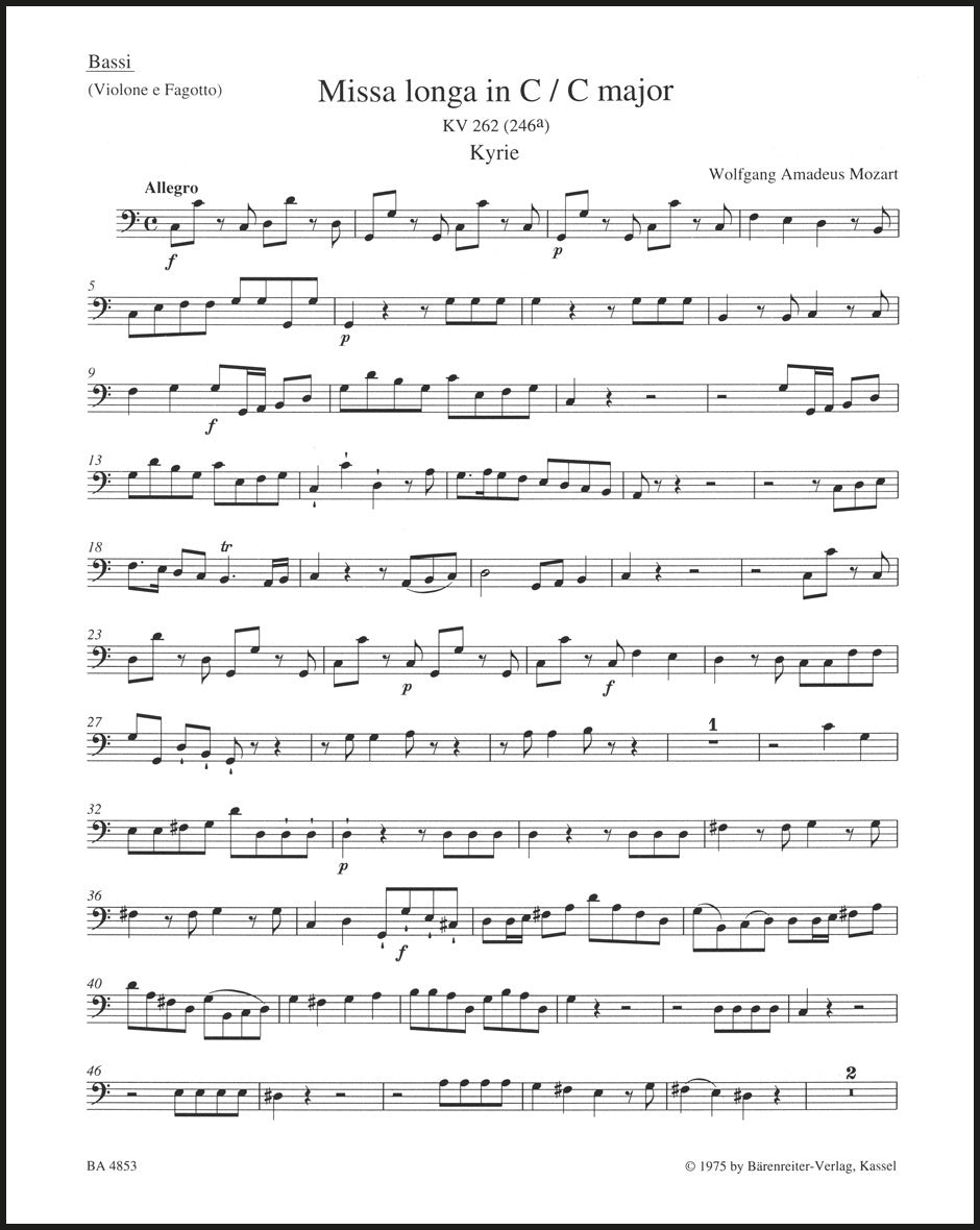 Mozart: Missa longa in C Major, K. 262 (256a)