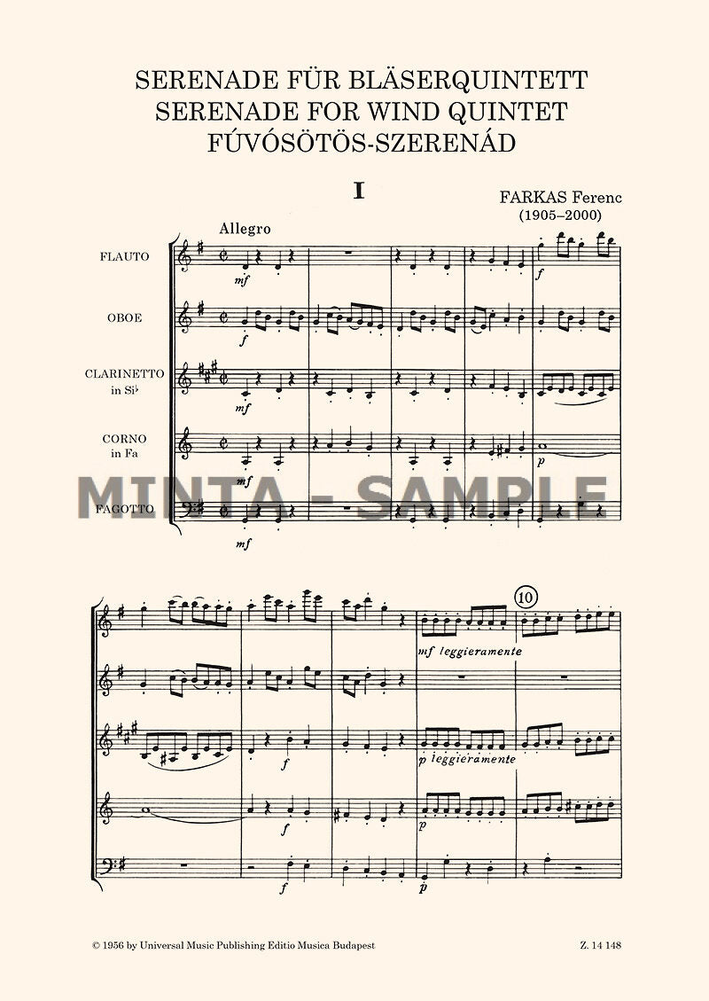 Farkas: Serenade for Wind Quintet