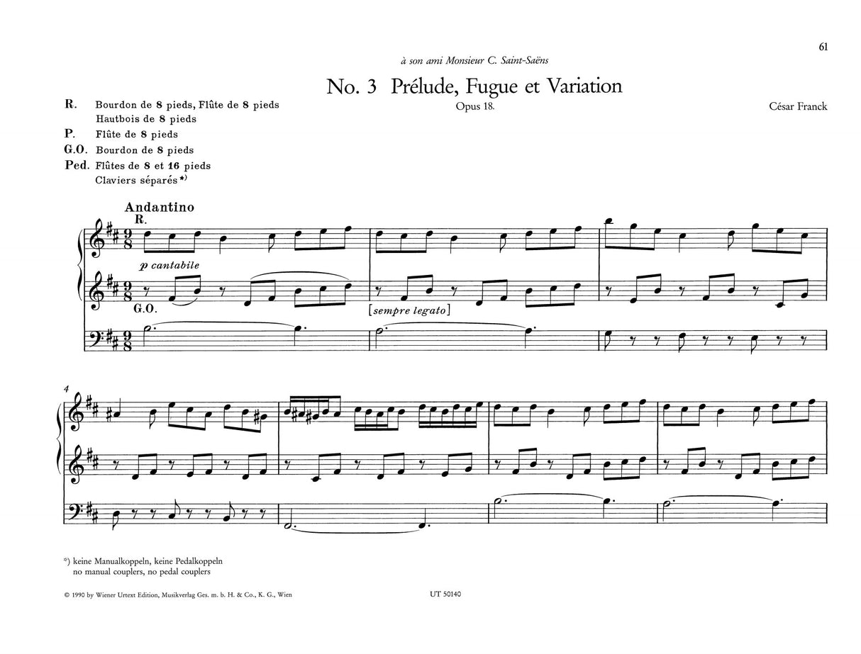 Franck: 6 Pièces Pour Grand Orgue - Part 1 (Opp. 16-18)