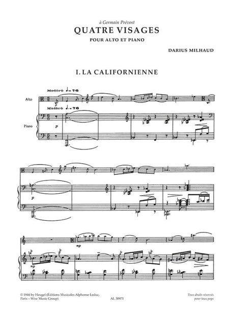 Milhaud: Quatre Visages, Op. 238