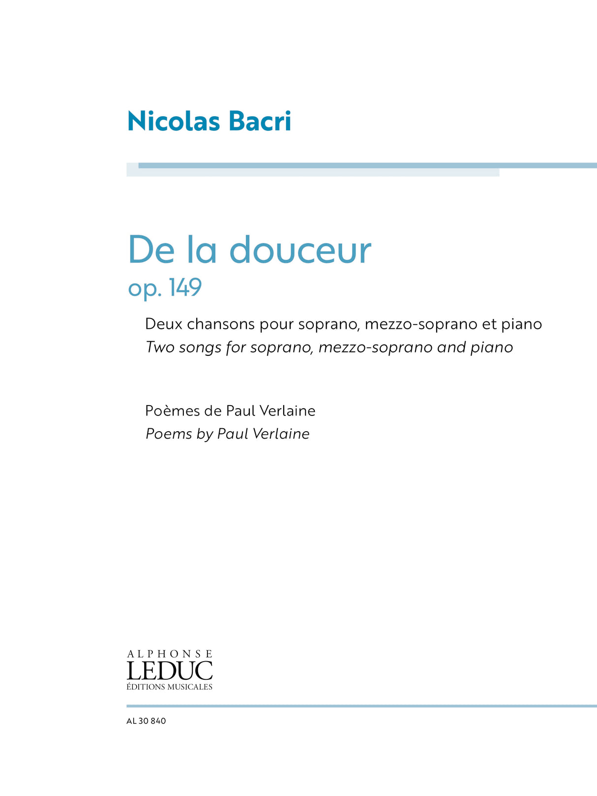 Bacri: De la douceur, Op. 149