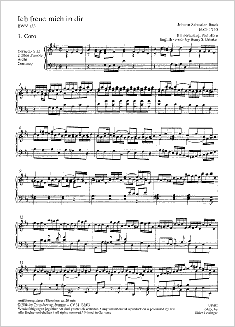 Bach: Ich freue mich in dir, BWV 133