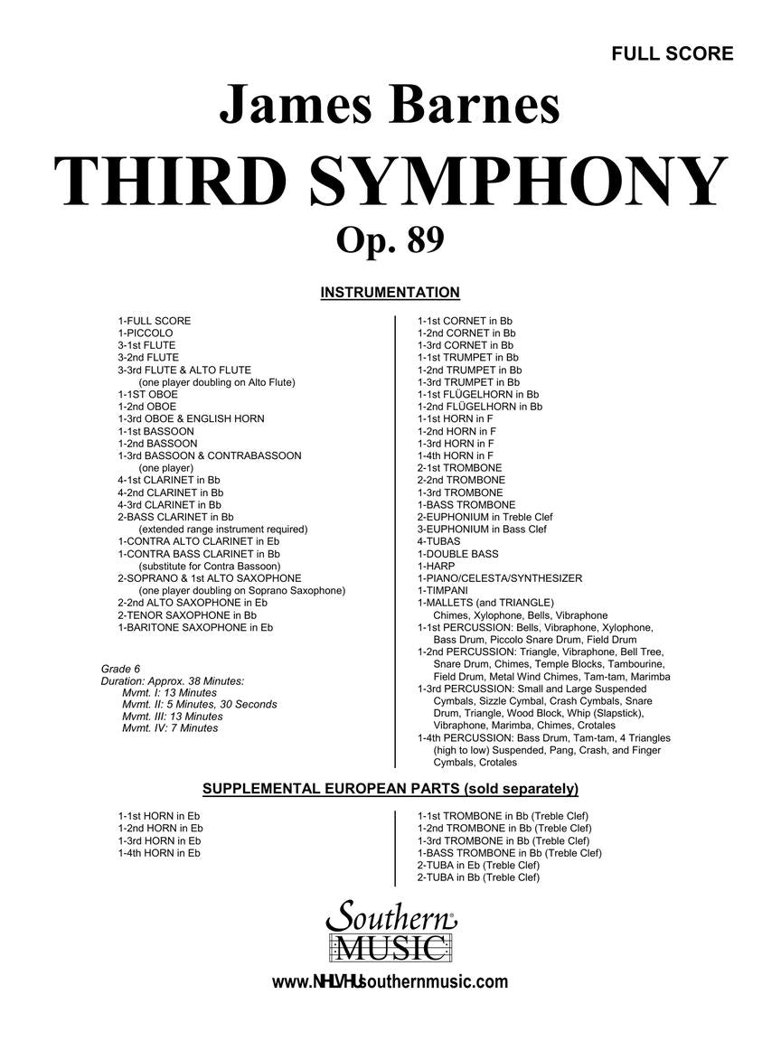 Barnes: Symphony No. 3, Op. 89