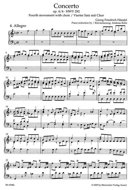 Handel: Organ Concerto, HWV 292, Op. 4, No. 4