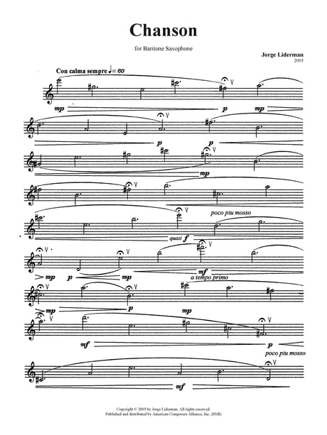 Liderman: Chanson (Version for Baritone Saxophone)