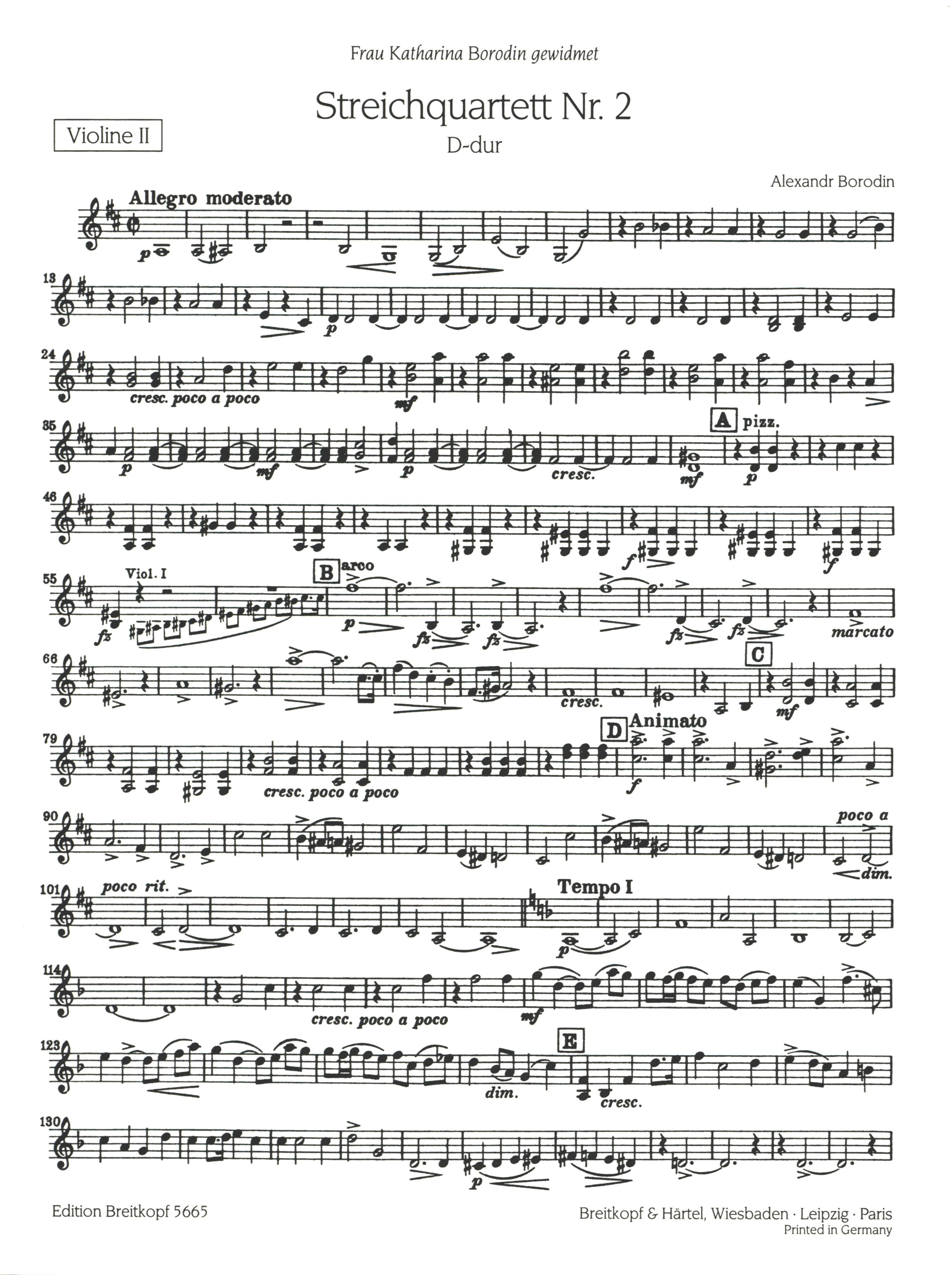 Borodin: String Quartet No. 2 in D Major – Ficks Music