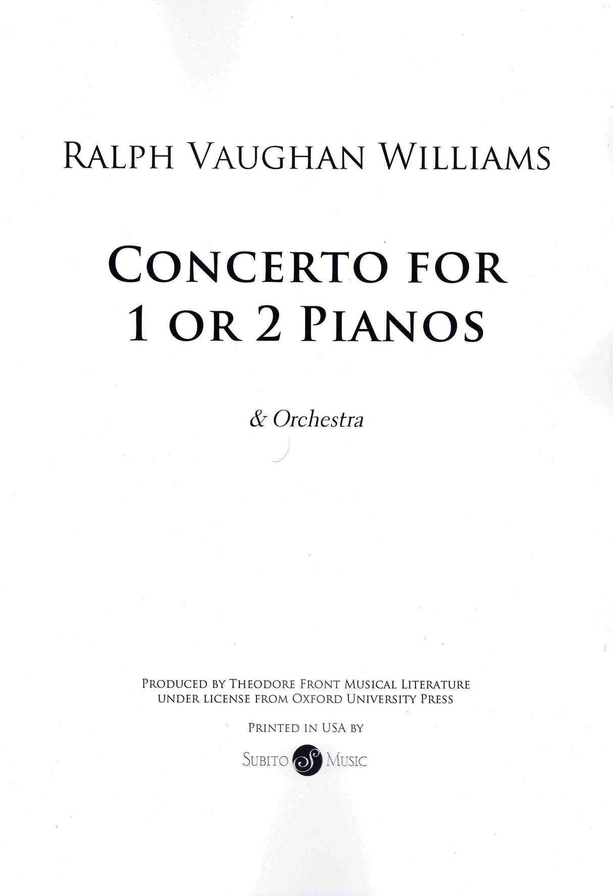 Vaughan Williams: Piano Concerto in C Major (for 1 or 2 Pianos)