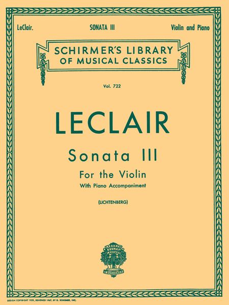 Leclair: Violin Sonata No. 3 in D Major