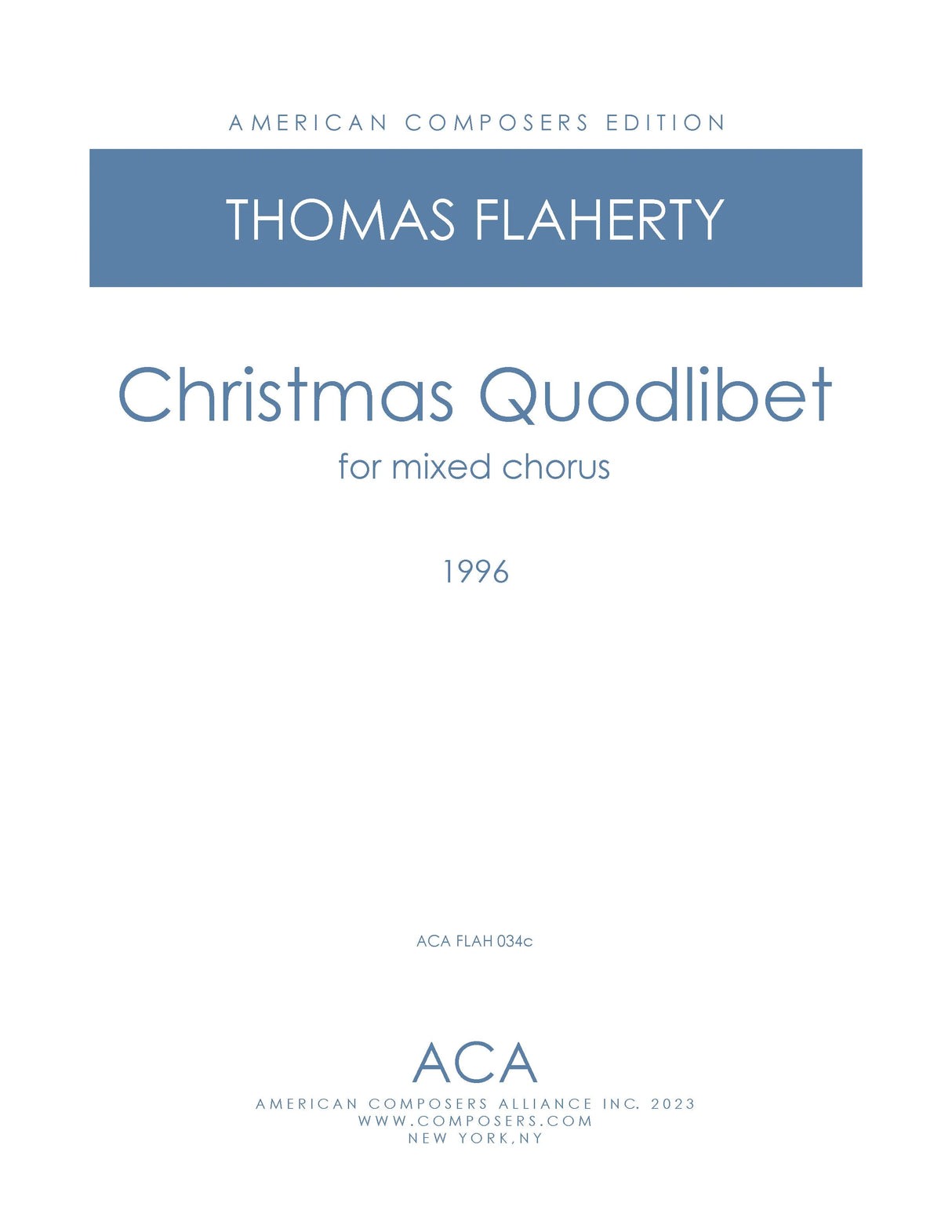 Flaherty: Christmas Quodlibet (Version for SATB Choir)