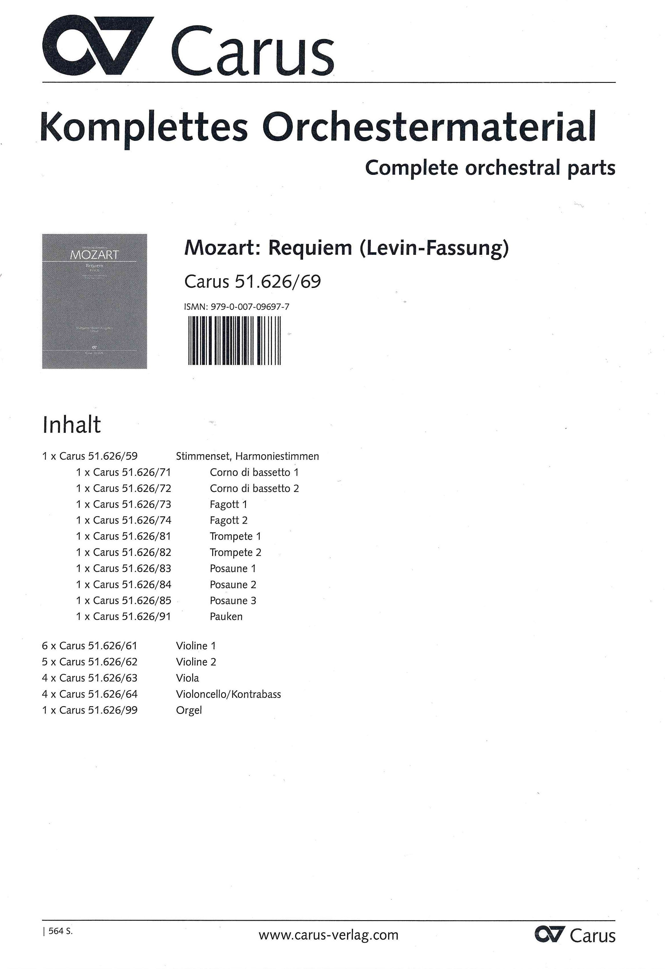 Mozart: Requiem, K. 626 (completed by Levin) – Ficks Music