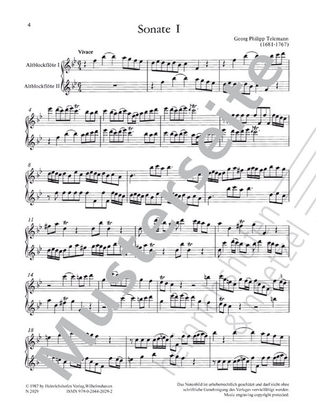 Telemann: 6 Canonical Sonatas, TWV 40:118–123 (arr. for 2 alto recorders)