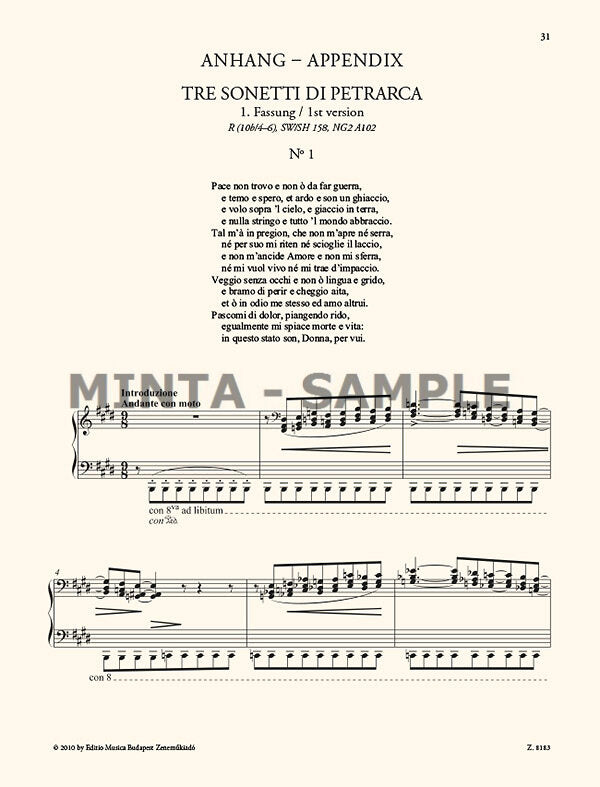 Liszt: 3 Petrarch Sonnets