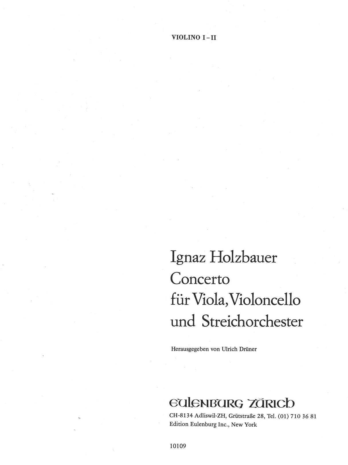 Holzbauer: Concerto for Viola and Cello