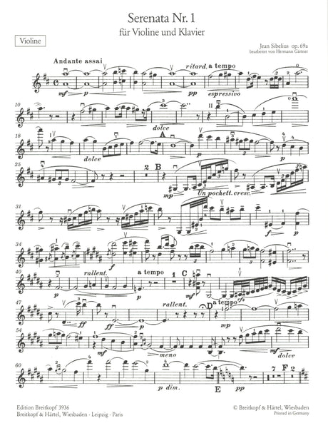 Sibelius: Serenata No. 1 in D Major, Op. 69a