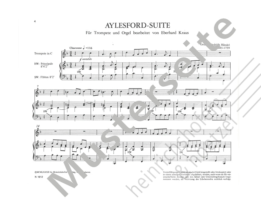 Handel: Aylesford Suite (arr. for trumpet & organ)