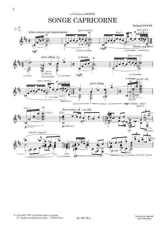 Sheet music composed by Roland Dyens (1955-2016) – Ficks Music