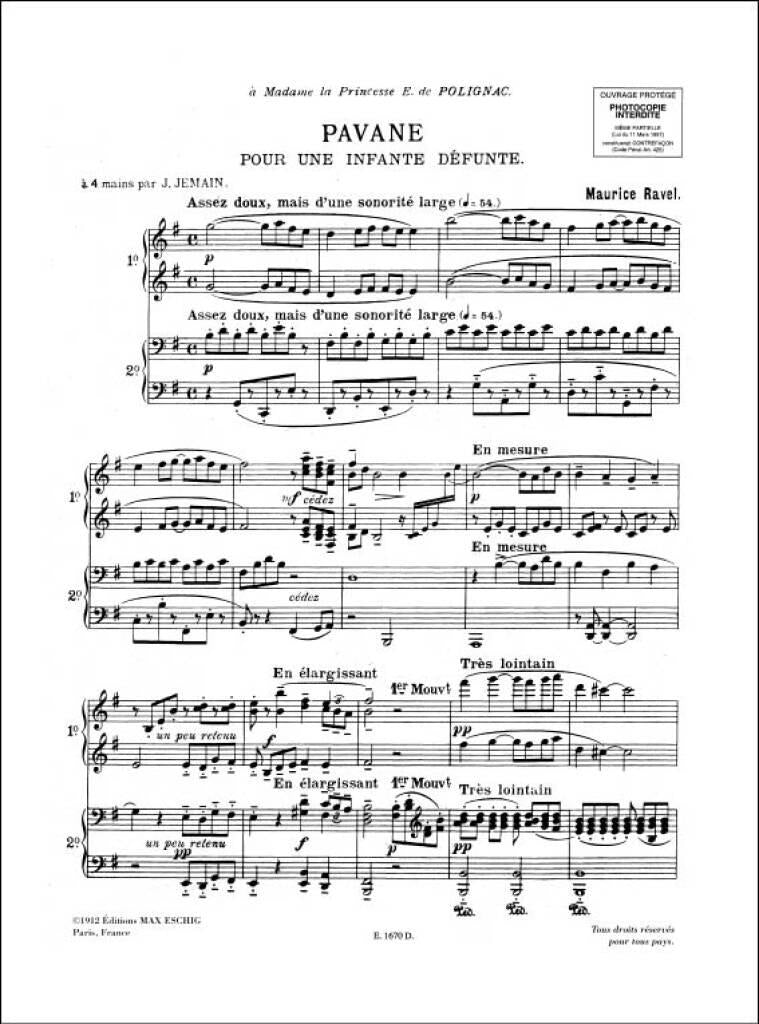 Ravel: Pavane pour une infante défunte (arr. for piano 4-hands)