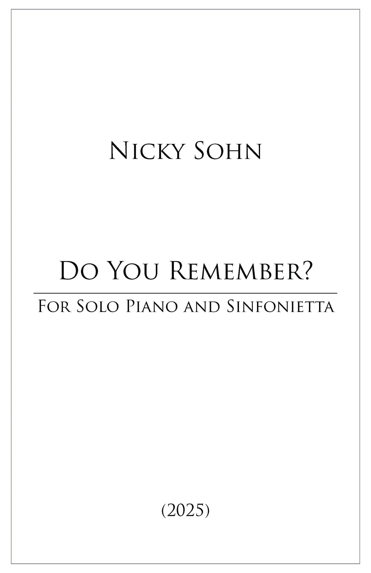 Sohn: Do you remember?