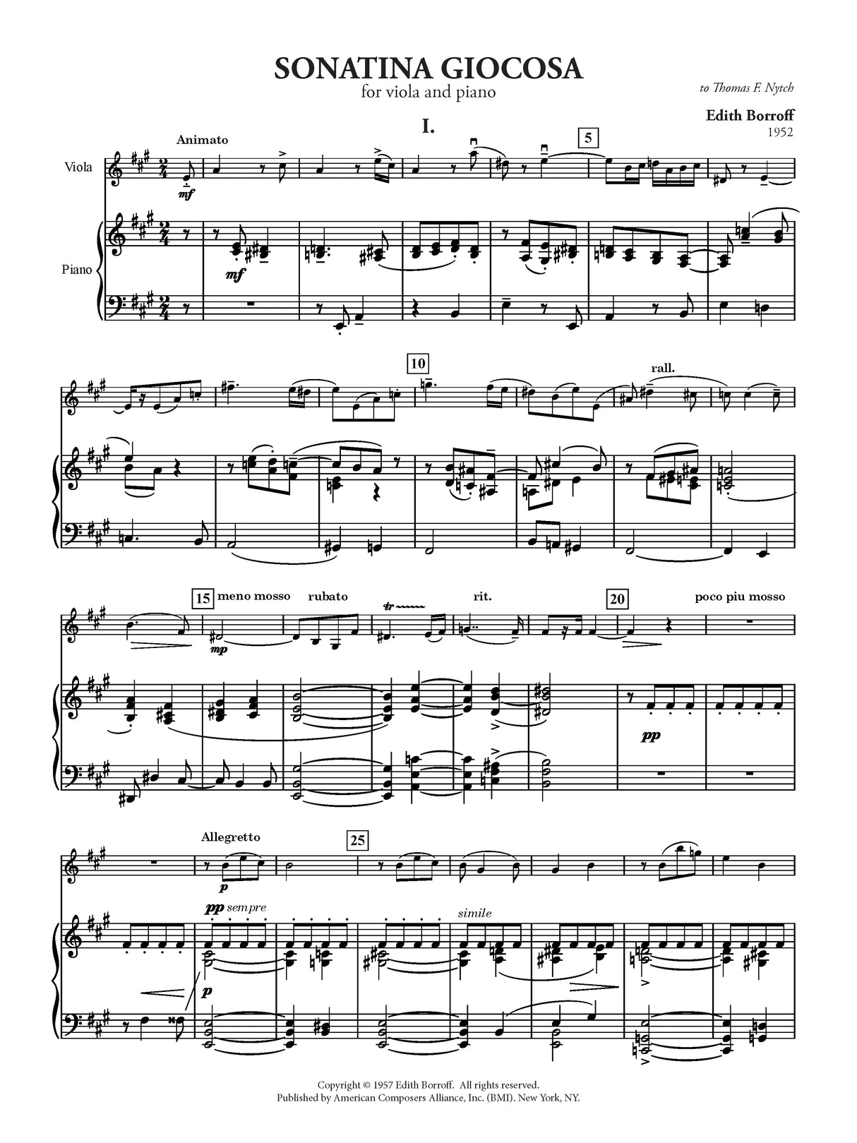 Borroff: Sonatina Giocosa