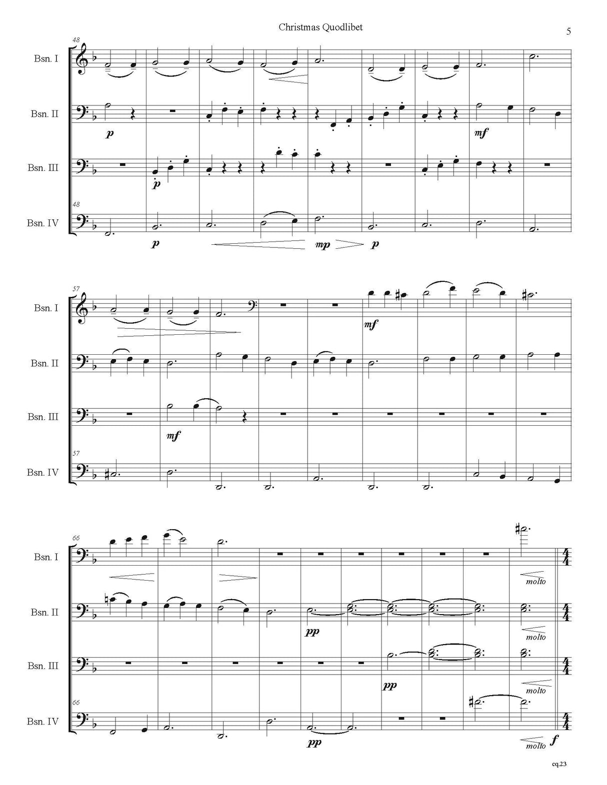 Flaherty: Christmas Quodlibet (Version for 4 Bassoons)