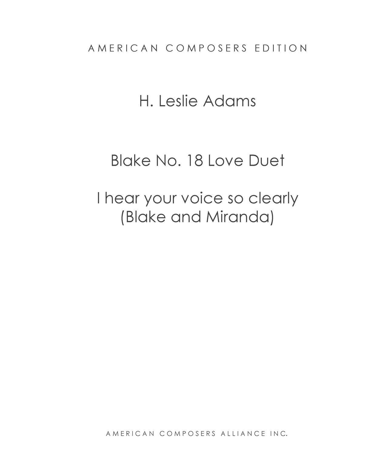 H.L. Adams: I Hear Your Voice