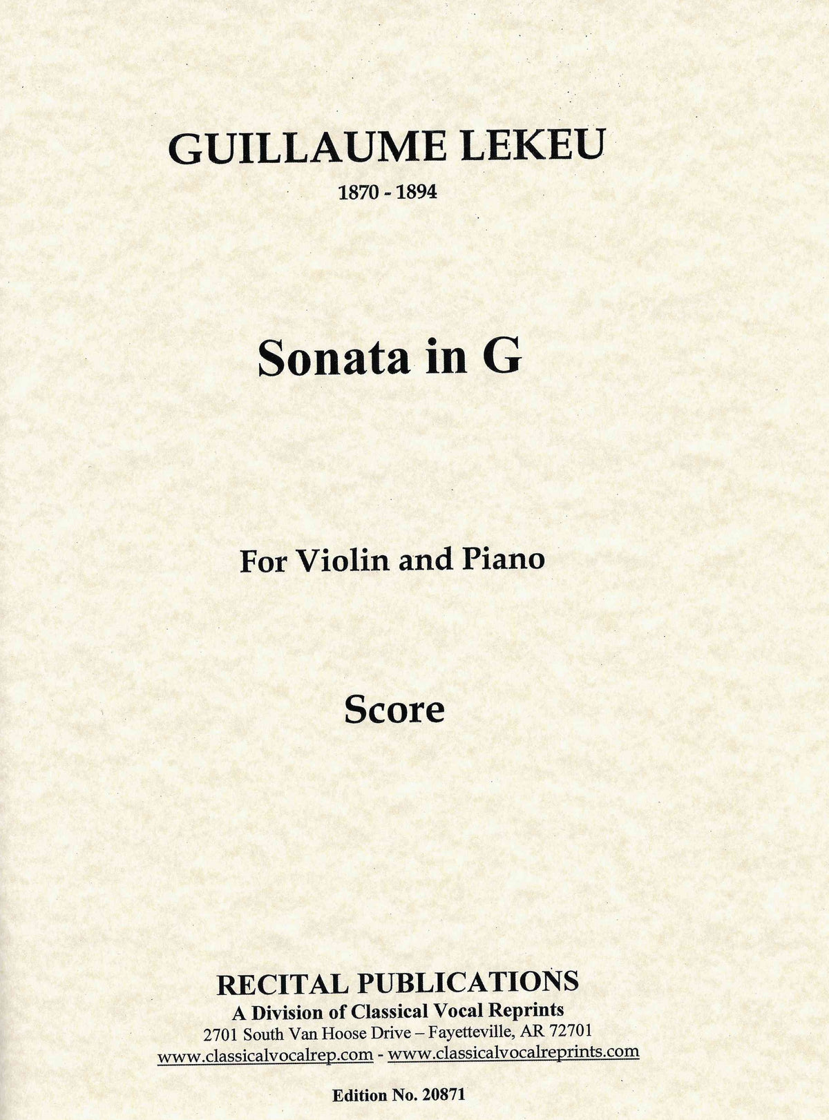 Lekeu: Sonata in G